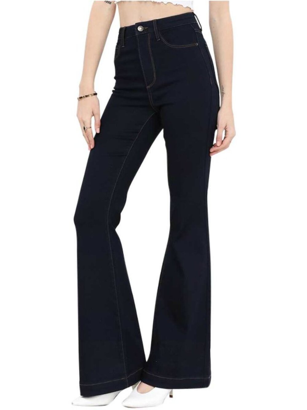 C'Est Toi "Belladonna" High Rise Flare Leg Jeans Navy Dark Wash Size 25 or 26